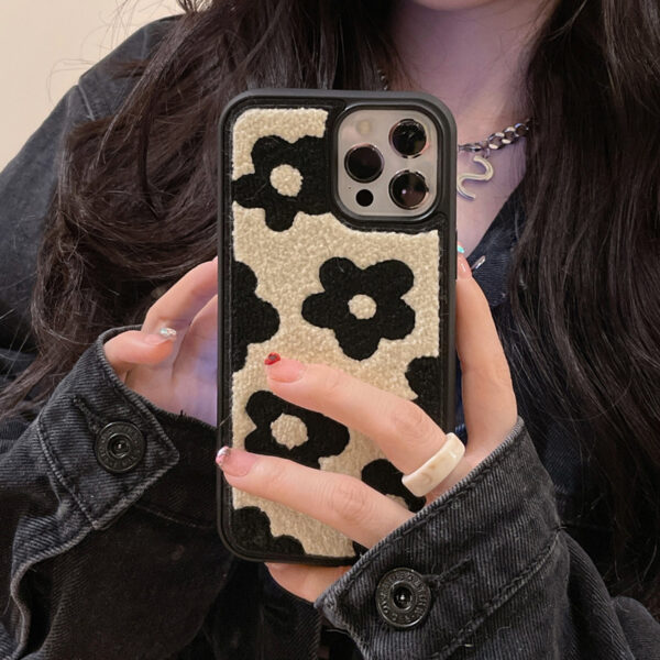 Funda para Teléfono con Flores de Felpa